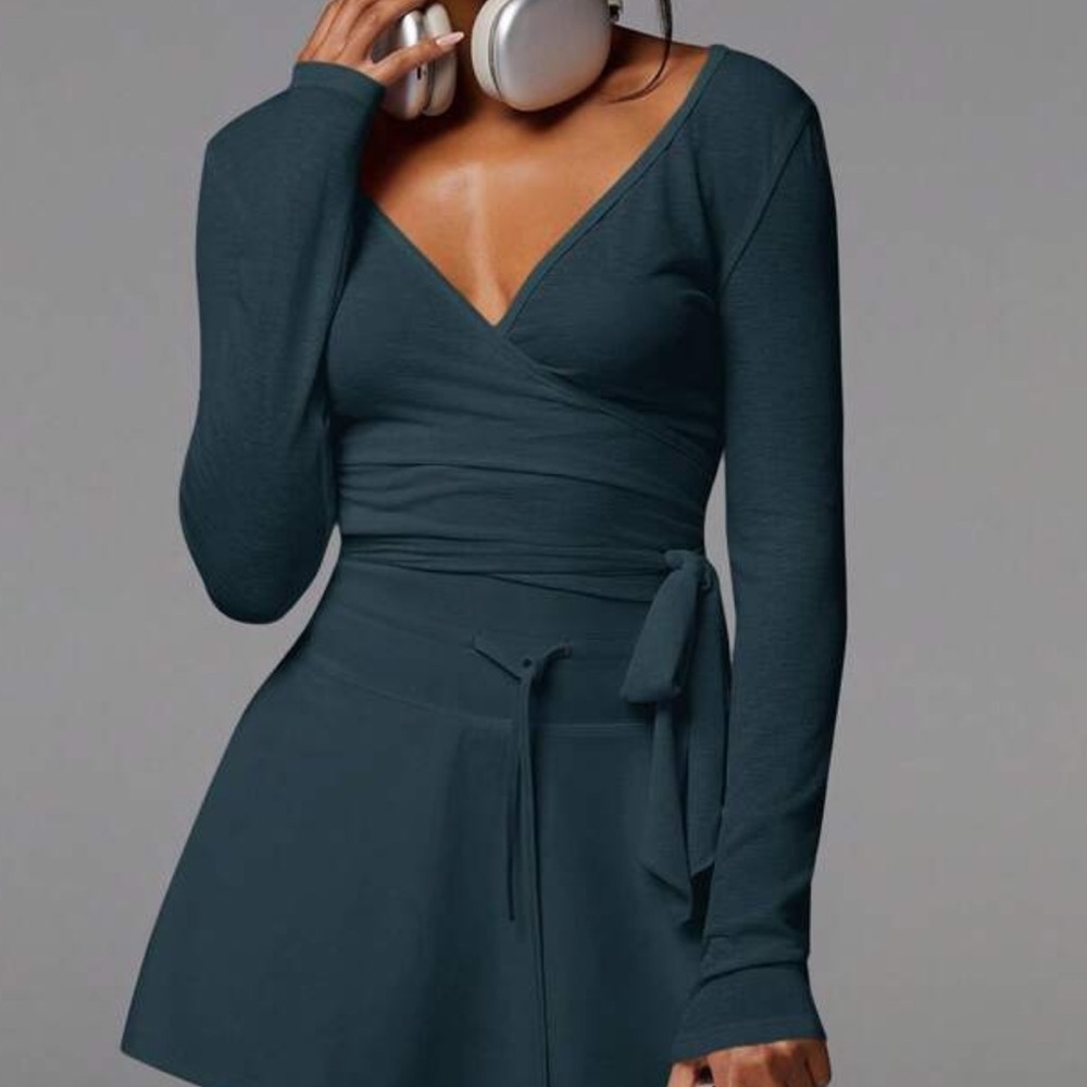 NWT Elegant Wrap Top in Dark Teal